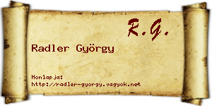 Radler György névjegykártya