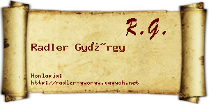 Radler György névjegykártya